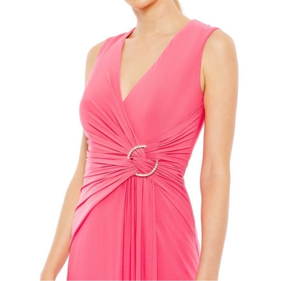 NWT IEENA FOR MAC DUGGAL 26890 DRAPED SIDE KNOT JERSEY GOWN W/ RHINESTONE RING - Picture 3 of 10